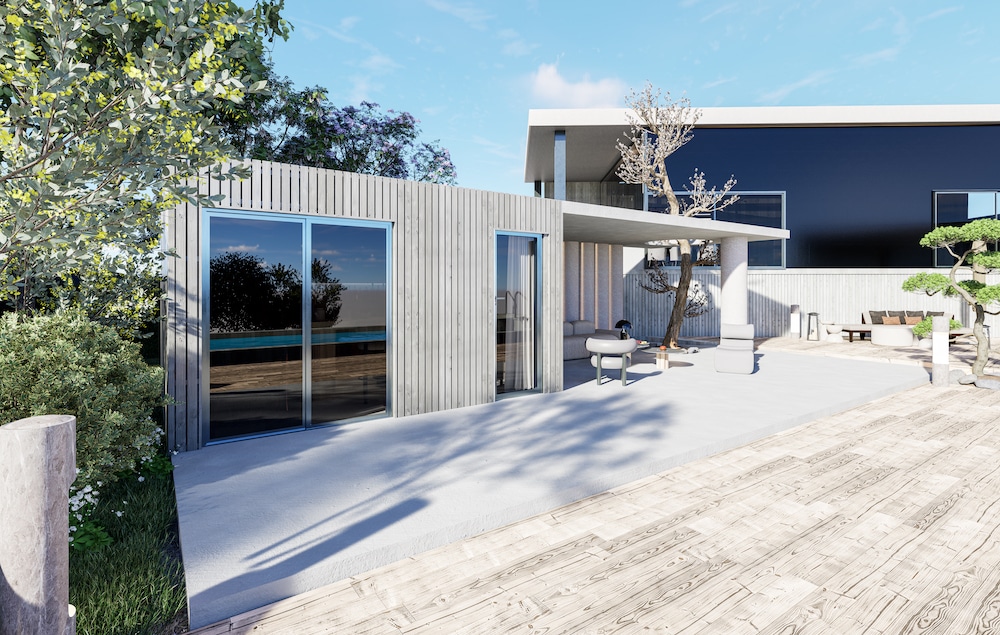 studio en bois - extérieur- cuisine