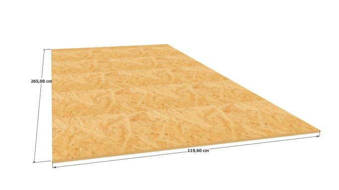 Panneau OSB 3 à bords droits – Dimensions 1196x2650 mm – Épaisseur 12 mm