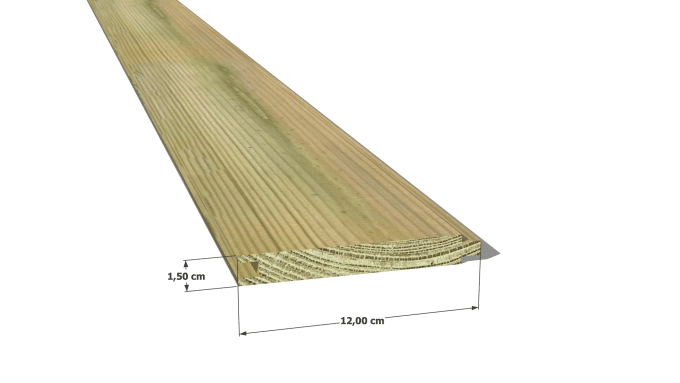 Planchette en pin sylvestre traité autoclave classe 4 – Section 15x110 mm