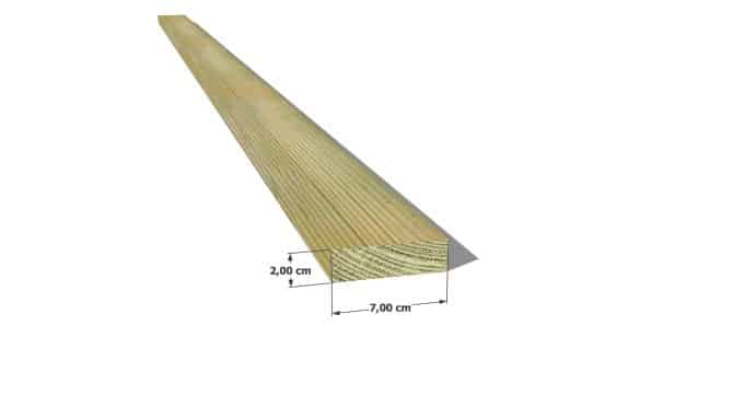 Latte en pin sylvestre traité autoclave vert classe 4 – Section 20x70 mm