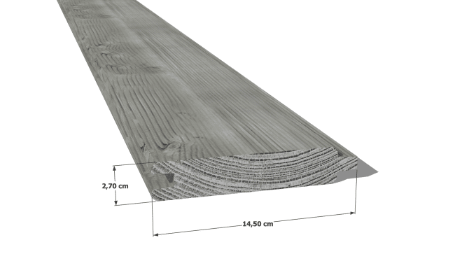 Planche emboîtable en pin sylvestre traité autoclave gris classe 3 – Section 27x130 mm