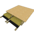 Coupe d'un plancher de studio isolé, panneau OSB, isolant et solives bois