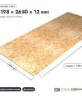 Panneau OSB 3 à bords droits – Dimensions 1196x2650 mm – Épaisseur 12 mm, pièce cotée, Studio Français