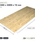 Panneau 3 plis en épicéa – Dimensions 1250x2500 mm – Épaisseur 12 mm, pièce cotée, Studio Français