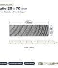 Latte en pin sylvestre traité autoclave gris classe 3 – Section 20x70 mm, plan de section, Studio Français