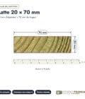 Latte en pin sylvestre traité autoclave vert classe 4 – Section 20x70 mm, plan de section, Studio Français
