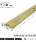 Planche emboîtable en pin sylvestre traité autoclave vert classe 4 – Section 27x130 mm, pièce cotée, Studio Français