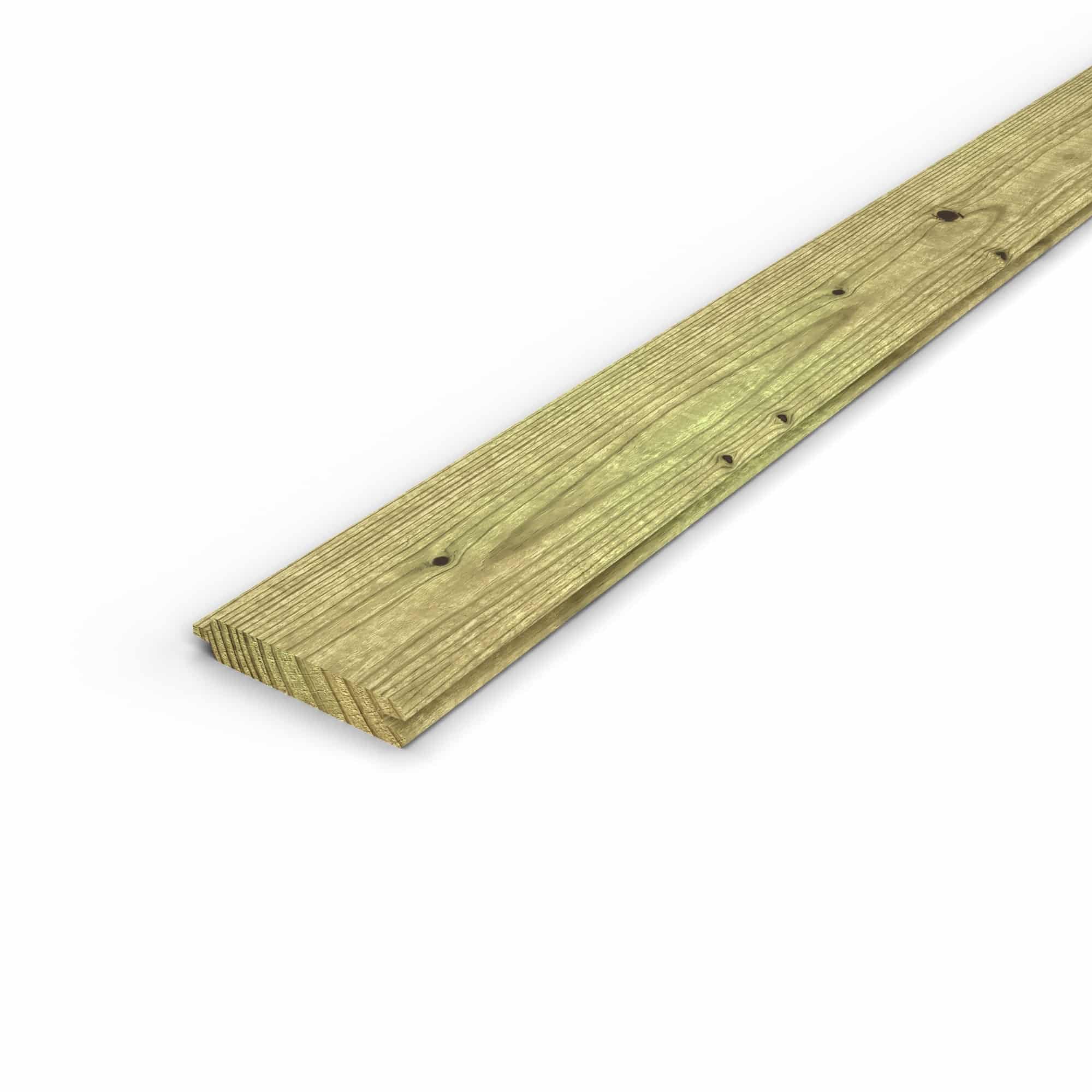 Planche emboîtable en pin sylvestre traité autoclave vert classe 4 – Section 27x130 mm, vue principale, Studio Français