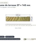 Lame de terrasse en pin sylvestre traité autoclave vert classe 4 – Section 27x145 mm, plan de section, Studio Français