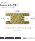 Chevron en pin sylvestre profil H traité autoclave vert classe 4 – Section 45x95 mm H, plan de section, Studio Français
