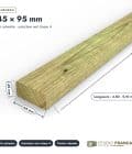 Chevron en pin sylvestre traité autoclave vert classe 4 – Section 45x95 mm, pièce cotée, Studio Français