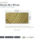 Chevron en pin sylvestre traité autoclave vert classe 4 – Section 45x95 mm, plan de section, Studio Français