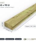 Profilé bois en U 45x95, pin autoclave rainuré sur un seul chant, pièce cotée, Studio Français