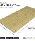 Panneau 3 plis en épicéa traité autoclave – Dimensions 635x1260 mm – Épaisseur 19 mm, pièce cotée, Studio Français