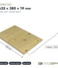 Panneau 3 plis en épicéa traité autoclave – Dimensions 635x380 mm – Épaisseur 19 mm, pièce cotée, Studio Français