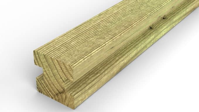 Poteau en pin sylvestre profil H traité autoclave vert classe 4 – Section 90x90 mm H, vue principale, Studio Français