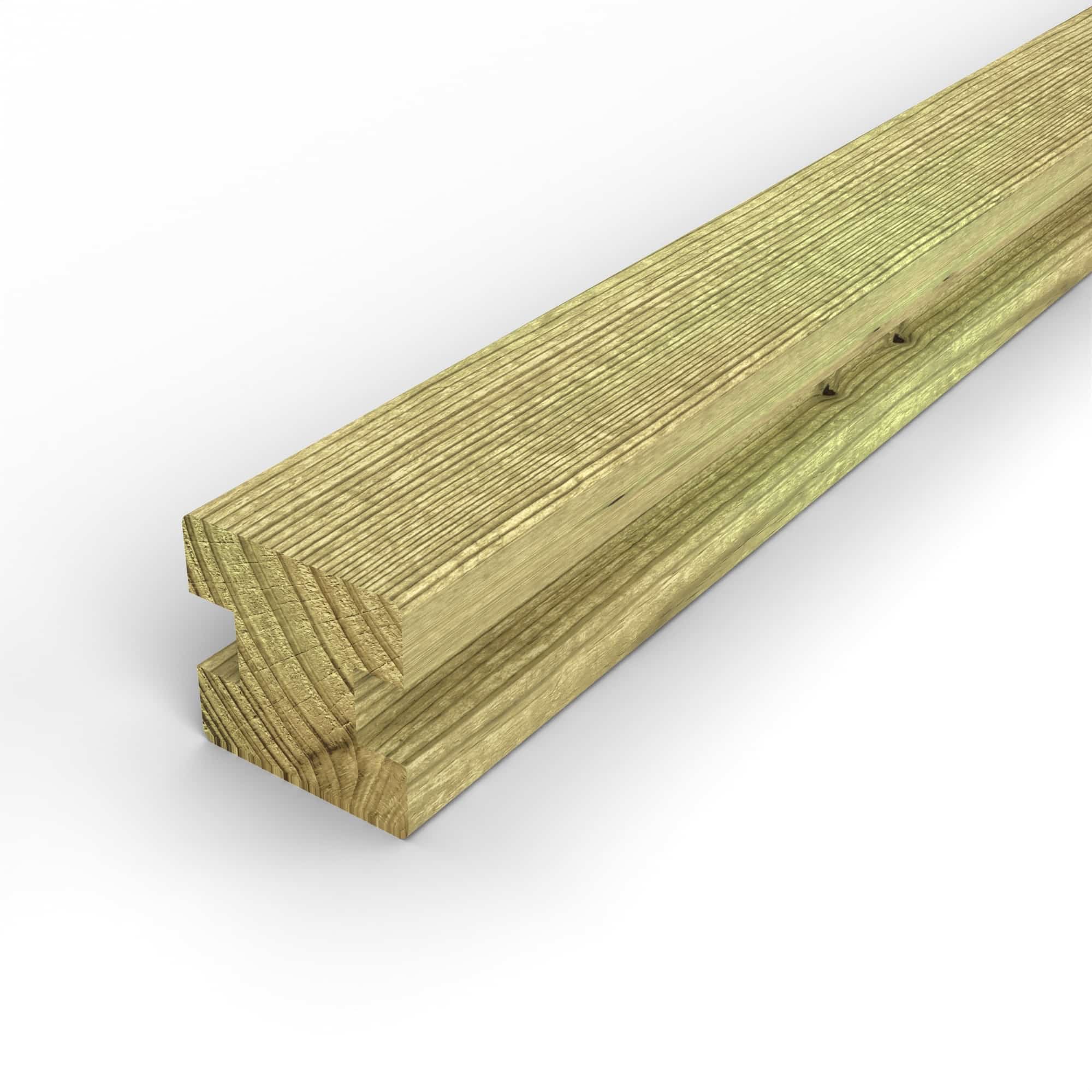 Poteau en pin sylvestre profil H traité autoclave vert classe 4 – Section 90x90 mm H, vue principale, Studio Français