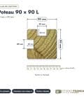 Poteau en pin sylvestre profil L traité autoclave vert classe 4 – Section 90x90 mm L, plan de section, Studio Français