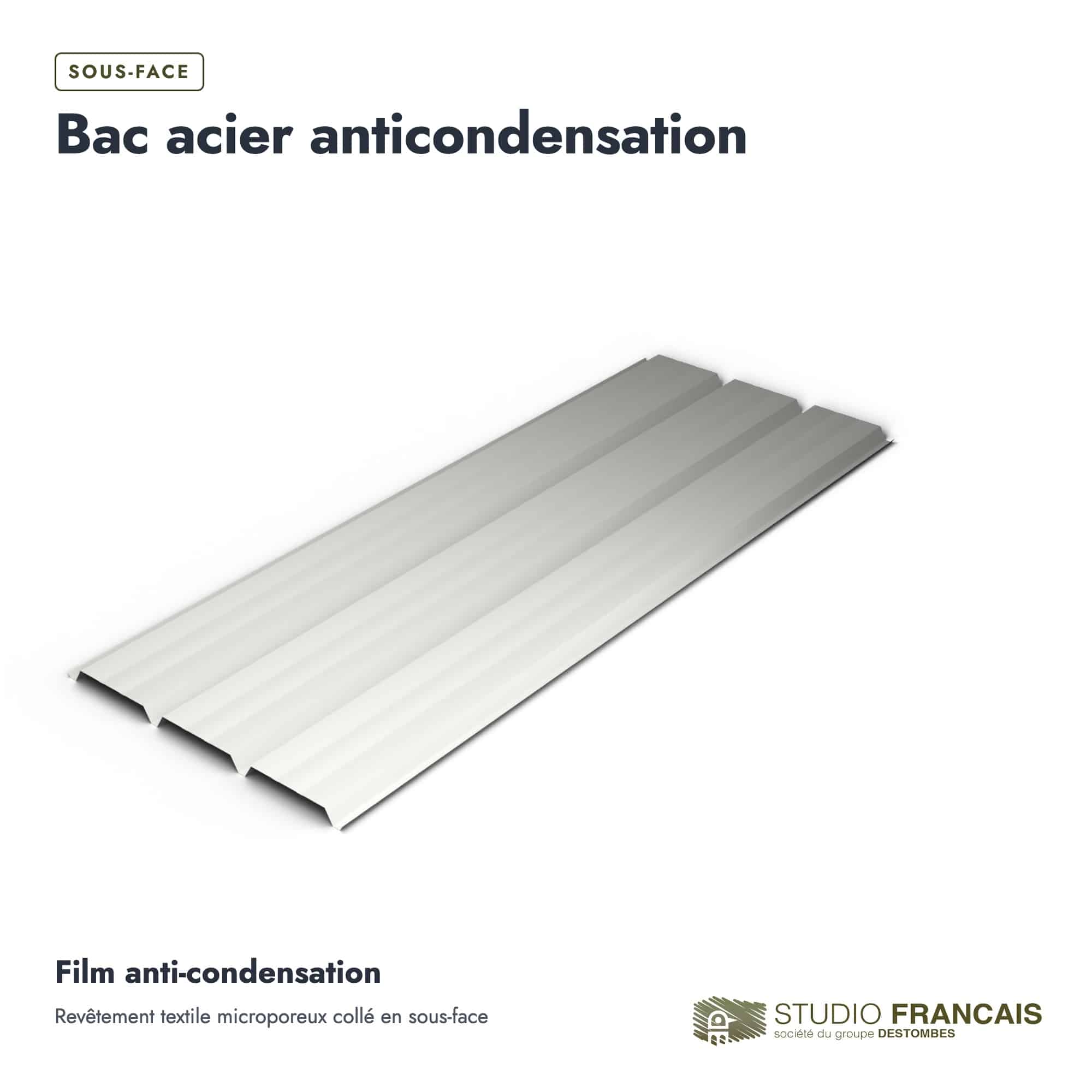 Bac acier gris anthracite RAL 7016 – Épaisseur 63/100 – 5 Ondulations, bois de bout, Studio Français