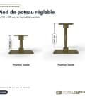 Pied de poteau réglable Brekar, platine 90 x 160 mm, poteau 90x90 : boite ou ensemble