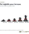 Plot réglable terrasse YEED, de 25 à 260 mm, vendu à l’unité : boite ou ensemble