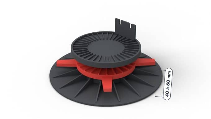 Plot réglable terrasse YEED, de 25 à 260 mm, vendu à l’unité : piece cotee
