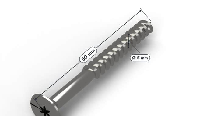 Vis inox A2 à tête fraisée pour ossature et bardage, boîte de 200 : piece cotee