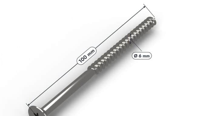 Vis inox 6x100 pour ossature bois, T30, boîte de 100 : piece cotee