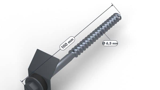 Vis bac acier 6,5x100 pour panne bois, avec cavalier gris anthracite : piece cotee