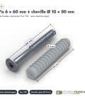 Vis et cheville 6x60, 200 vis zinguées T30 et 200 chevilles nylon : piece cotee