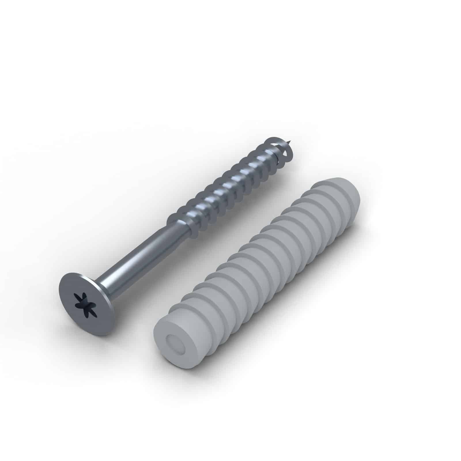 Vis et cheville 6x60, 200 vis zinguées T30 et 200 chevilles nylon : piece